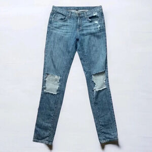 CARMAR Jeans Distressed Mid Rise Destructed Medium Wash Straight Leg 28